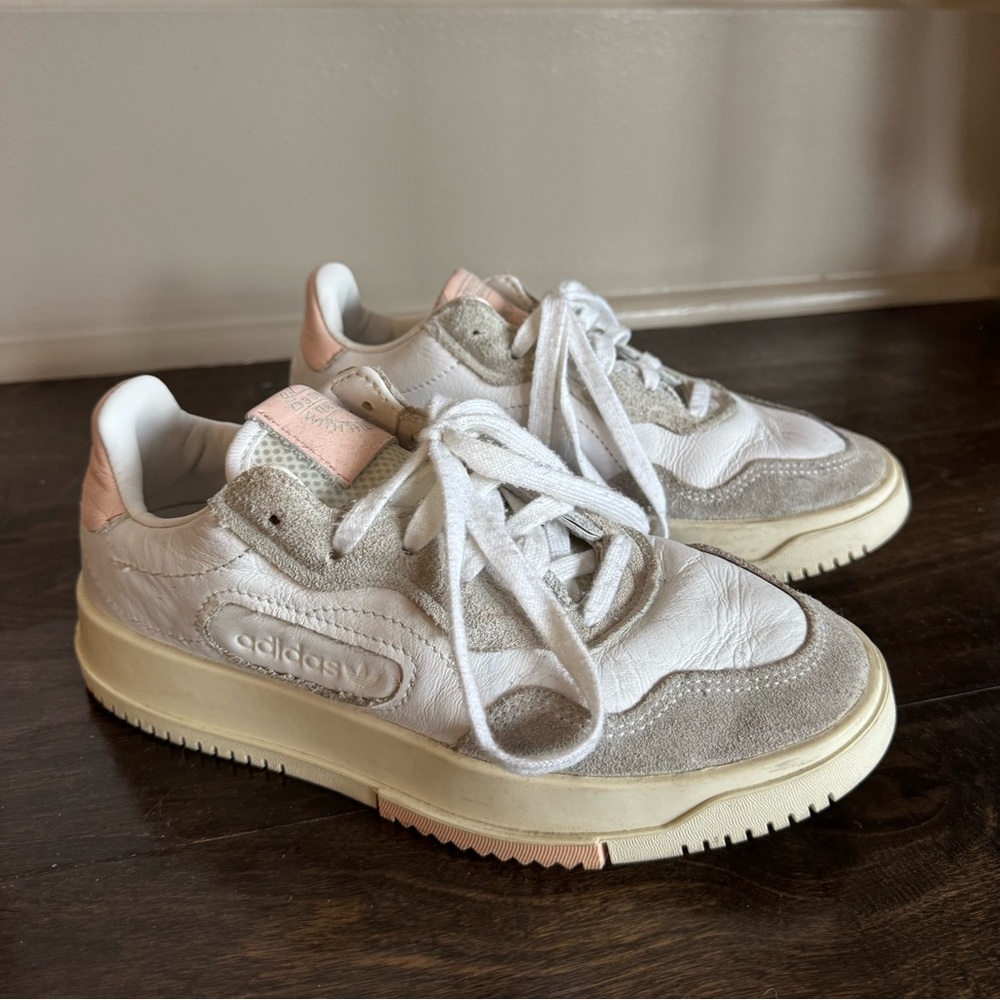 Adidas Cream and Pink Casual Sneakers